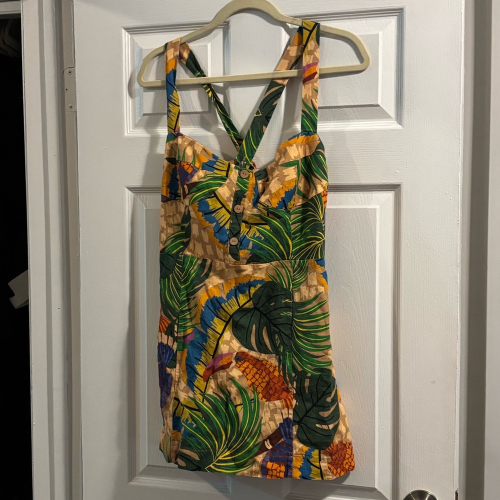 House of Harlow 1960 Vibrant Leaf Print mini dress